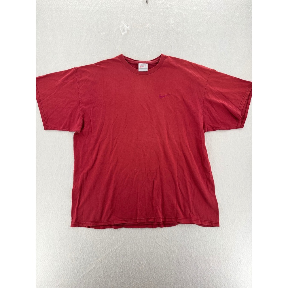 Nike - VTG T-Shirt Embroidered Swoosh Short Sleeve - Red - XXL - Mens